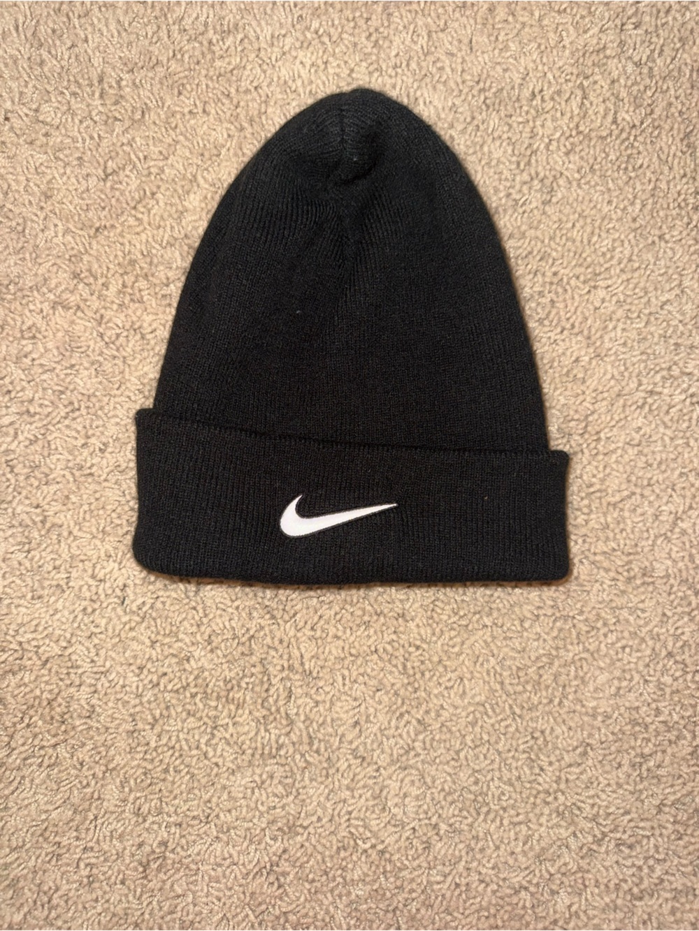 Nike Kids Black Beanie with White Swoosh
